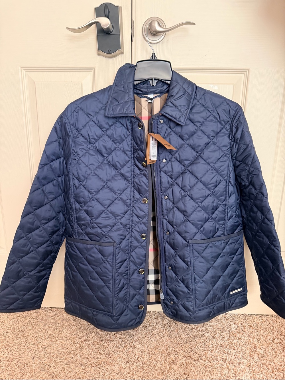 Burberry Navy Quilted Lightweight Jacket